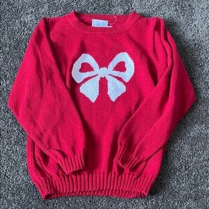 Little English Red Bow Sweater | Girls Knit Pullover